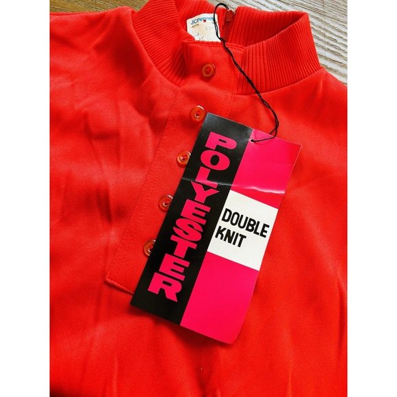 NOS VTG 70s Blank Knit Button Henley Shirt Blouse Disco Rockabilly - Picture 5 of 6